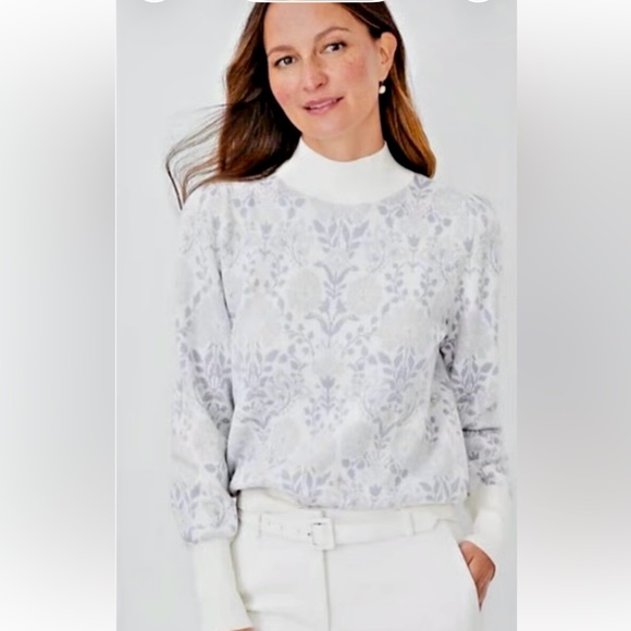 Ann Taylor Cream and Silver Jacquard Floral Sweater - Picture 13 of 13